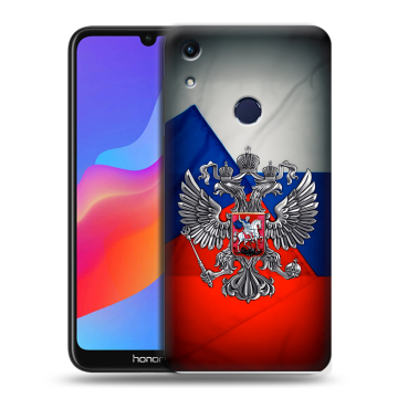 Силиконовый противоударный чехол на Huawei Honor 8A с принтом Флаг России