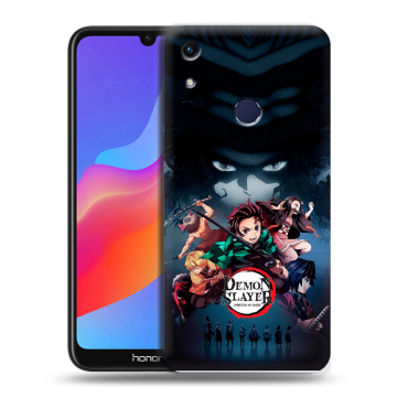 Силиконовый противоударный чехол на Huawei Honor 8A с принтом Demon Slayer Клинок рассекающий демонов