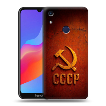 Силиконовый противоударный чехол на Huawei Honor 8A с принтом Флаг Герб СССР