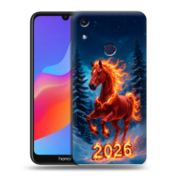 Силиконовый противоударный чехол на Huawei Honor 8A с принтом Новый год коня