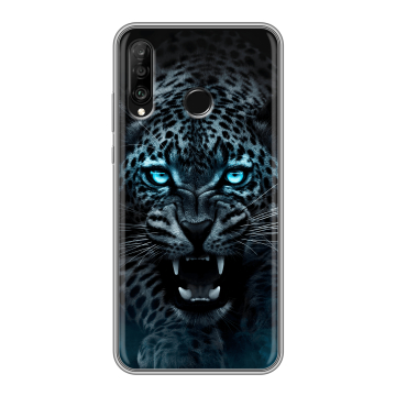Силиконовый чехол на Huawei P30 Lite с принтом Темный леопард