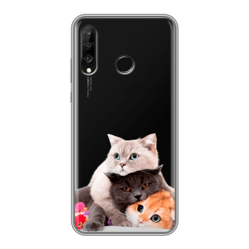Силиконовый чехол на Huawei P30 Lite с принтом Кошки