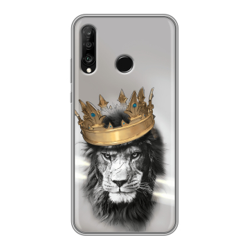 Силиконовый чехол на Huawei P30 Lite с принтом Лев с короной