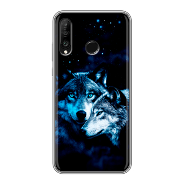 Силиконовый чехол на Huawei P30 Lite с принтом Волки