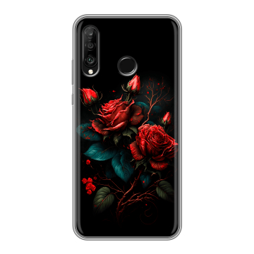 Силиконовый чехол на Huawei P30 Lite с принтом Розы красные