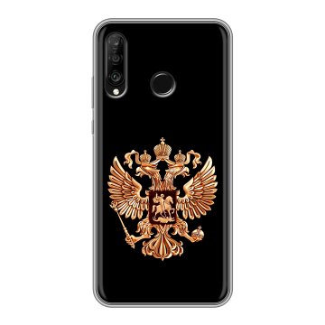 Силиконовый чехол на Huawei P30 Lite с принтом Герб России золотой