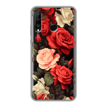 Силиконовый чехол на Huawei P30 Lite с принтом Розы Силиконовый чехол на Huawei P30 Lite с принтом Розы