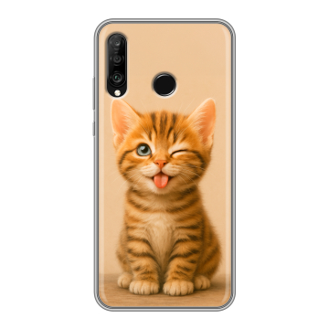 Силиконовый чехол на Huawei P30 Lite с принтом котенок