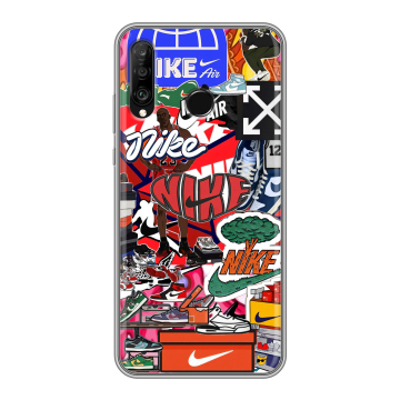 Силиконовый чехол на Huawei P30 Lite с принтом Найк Nike яркий Силиконовый чехол на Huawei P30 Lite с принтом Найк Nike яркий
