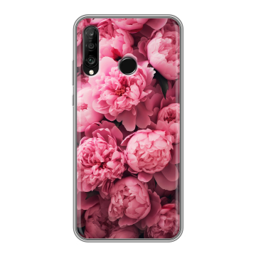Силиконовый чехол на Huawei P30 Lite с принтом цветы пионы Силиконовый чехол на Huawei P30 Lite с принтом цветы пионы