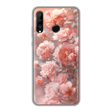 Силиконовый чехол на Huawei P30 Lite с принтом Розовые розы Силиконовый чехол на Huawei P30 Lite с принтом Розовые розы