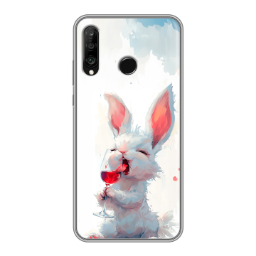 Силиконовый чехол на Huawei P30 Lite с принтом кролик зайчик Силиконовый чехол на Huawei P30 Lite с принтом кролик зайчик