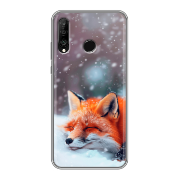 Силиконовый чехол на Huawei P30 Lite с принтом лиса Силиконовый чехол на Huawei P30 Lite с принтом лиса