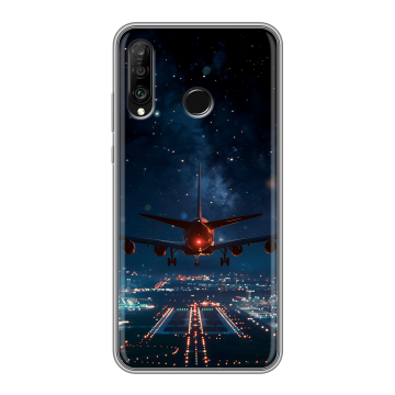 Силиконовый чехол на Huawei P30 Lite с принтом самолет Силиконовый чехол на Huawei P30 Lite с принтом самолет