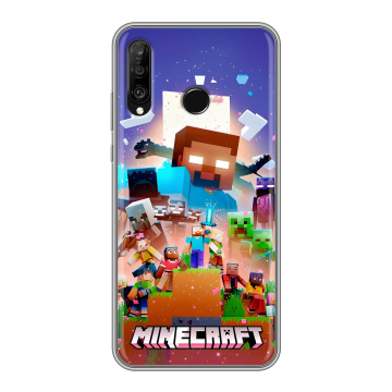 Силиконовый чехол на Huawei P30 Lite с принтом Майнкрафт Minecraft