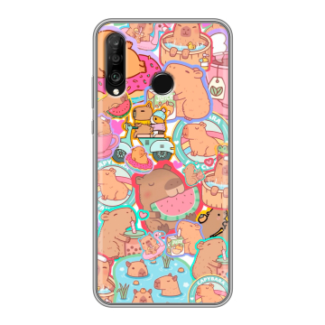 Силиконовый чехол на Huawei P30 Lite с принтом капибары