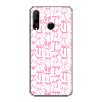 Силиконовый чехол на Huawei P30 Lite с принтом Розовые бантики
