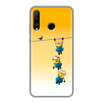 Силиконовый чехол на Huawei P30 Lite с принтом Миньоны