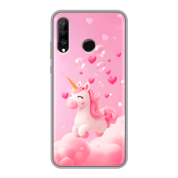 Силиконовый чехол на Huawei P30 Lite с принтом Единорог