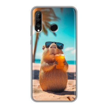 Силиконовый чехол на Huawei P30 Lite с принтом Капибара Силиконовый чехол на Huawei P30 Lite с принтом Капибара
