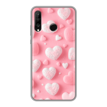 Силиконовый чехол на Huawei P30 Lite с принтом Сердечки