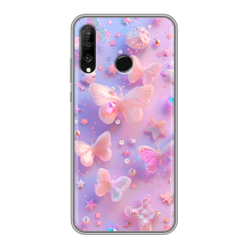 Силиконовый чехол на Huawei P30 Lite с принтом Бабочки Силиконовый чехол на Huawei P30 Lite с принтом Бабочки