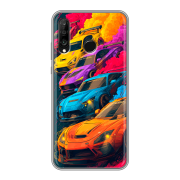 Силиконовый чехол на Huawei P30 Lite с принтом Тачки