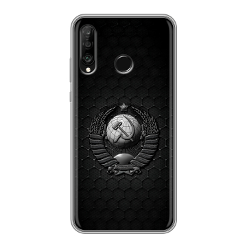 Силиконовый чехол на Huawei P30 Lite с принтом Герб Флаг СССР