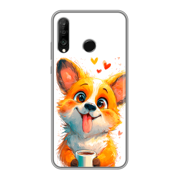 Силиконовый чехол на Huawei P30 Lite с принтом корги Силиконовый чехол на Huawei P30 Lite с принтом корги