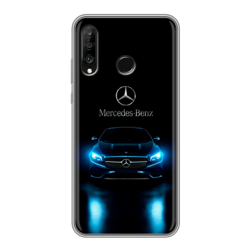 Силиконовый чехол на Huawei P30 Lite с принтом Mercedes Мерседес Силиконовый чехол на Huawei P30 Lite с принтом Mercedes Мерседес