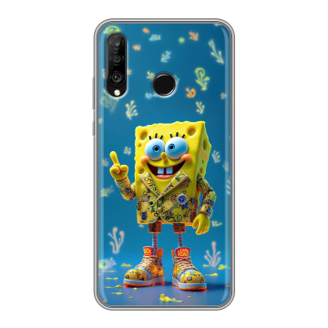 Силиконовый чехол на Huawei P30 Lite с принтом Спанч боб Спанчбоб Силиконовый чехол на Huawei P30 Lite с принтом Спанч боб Спанчбоб
