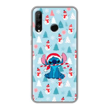 Силиконовый чехол на Huawei P30 Lite с принтом Стич Новый год Силиконовый чехол на Huawei P30 Lite с принтом Стич Новый год