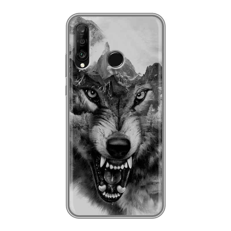 Силиконовый чехол на Huawei P30 Lite с принтом Волк Силиконовый чехол на Huawei P30 Lite с принтом Волк