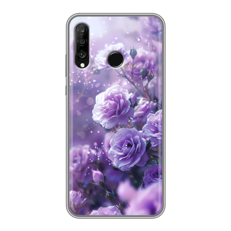 Силиконовый чехол на Huawei P30 Lite с принтом Розы цветы Силиконовый чехол на Huawei P30 Lite с принтом Розы цветы