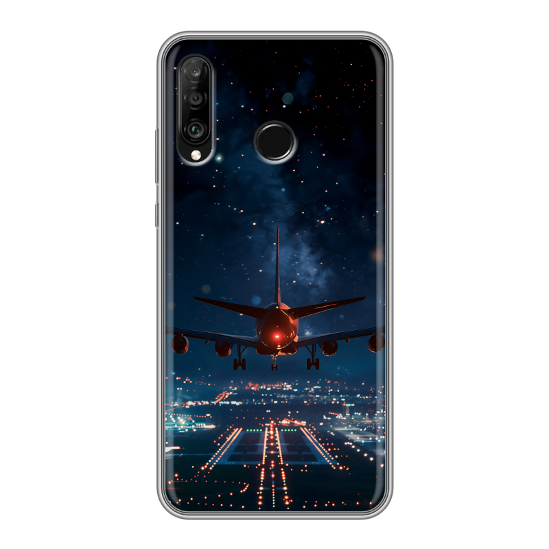 Силиконовый чехол на Huawei P30 Lite с принтом самолет Силиконовый чехол на Huawei P30 Lite с принтом самолет