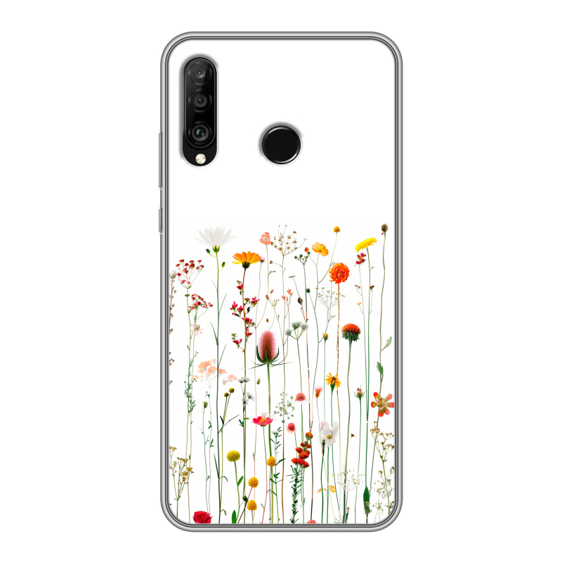 Силиконовый чехол на Huawei P30 Lite с принтом цветы Силиконовый чехол на Huawei P30 Lite с принтом цветы