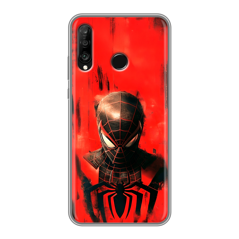 Силиконовый чехол на Huawei P30 Lite с принтом человек паук spiderman Силиконовый чехол на Huawei P30 Lite с принтом человек паук spiderman