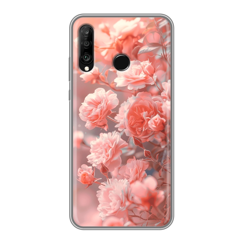 Силиконовый чехол на Huawei P30 Lite с принтом Розы цветы Силиконовый чехол на Huawei P30 Lite с принтом Розы цветы
