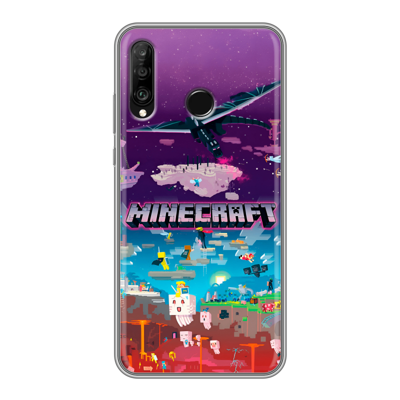 Силиконовый чехол на Huawei P30 Lite с принтом Майнкрафт Minecraft Силиконовый чехол на Huawei P30 Lite с принтом Майнкрафт Minecraft
