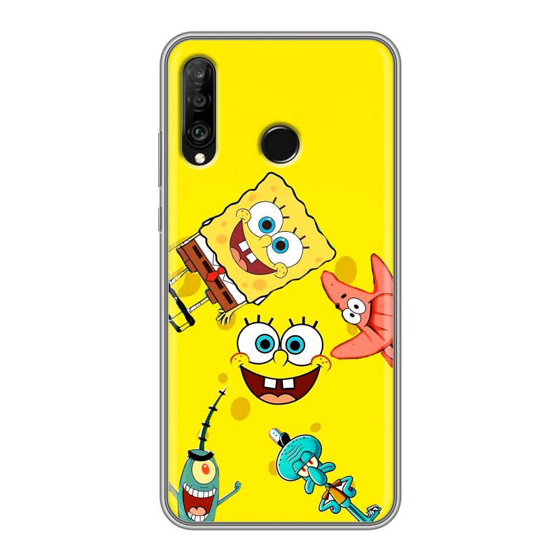 Силиконовый чехол на Huawei P30 Lite с принтом Спанч боб Спанчбоб Силиконовый чехол на Huawei P30 Lite с принтом Спанч боб Спанчбоб