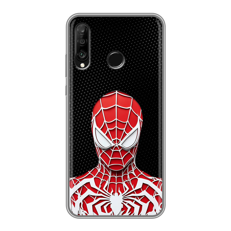 Силиконовый чехол на Huawei P30 Lite с принтом человек паук spiderman Силиконовый чехол на Huawei P30 Lite с принтом человек паук spiderman