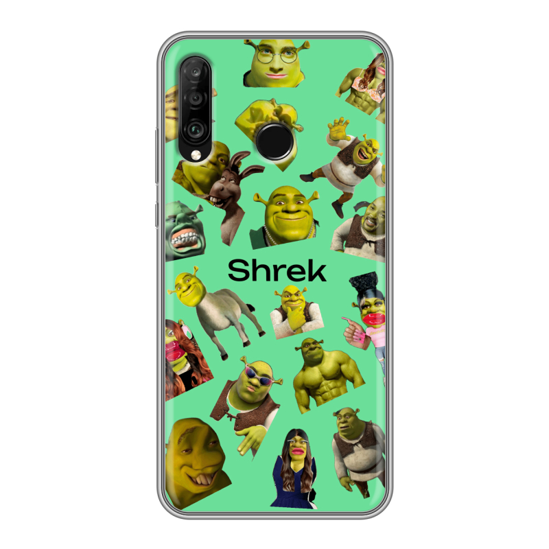 Силиконовый чехол на Huawei P30 Lite с принтом Шрек Shrek Силиконовый чехол на Huawei P30 Lite с принтом Шрек Shrek