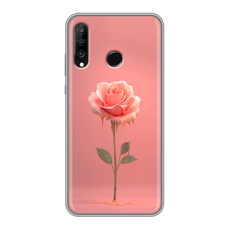 Силиконовый чехол на Huawei P30 Lite с принтом Розовая роза Силиконовый чехол на Huawei P30 Lite с принтом Розовая роза