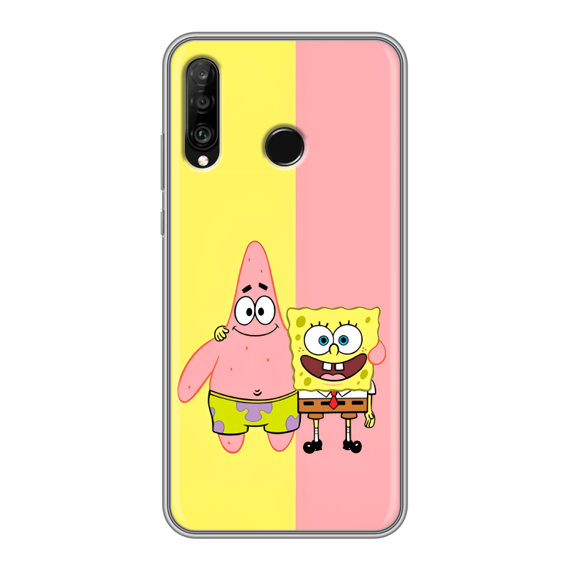 Силиконовый чехол на Huawei P30 Lite с принтом Спанч боб Спанчбоб Силиконовый чехол на Huawei P30 Lite с принтом Спанч боб Спанчбоб