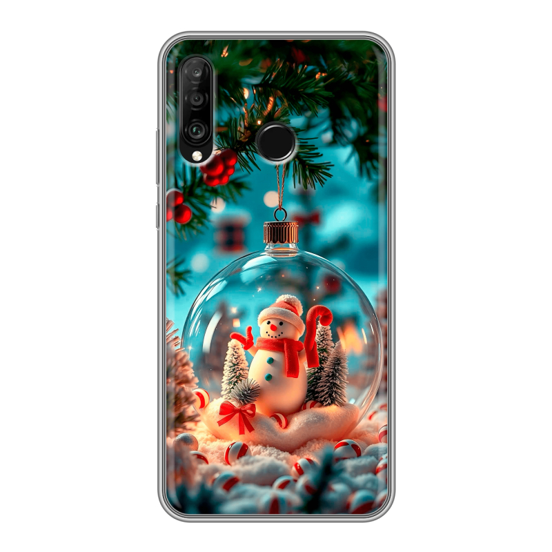 Силиконовый чехол на Huawei P30 Lite с принтом Новый год Силиконовый чехол на Huawei P30 Lite с принтом Новый год