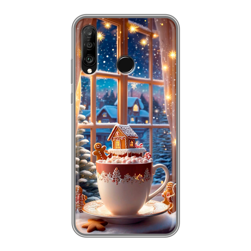 Силиконовый чехол на Huawei P30 Lite с принтом Новый год Силиконовый чехол на Huawei P30 Lite с принтом Новый год