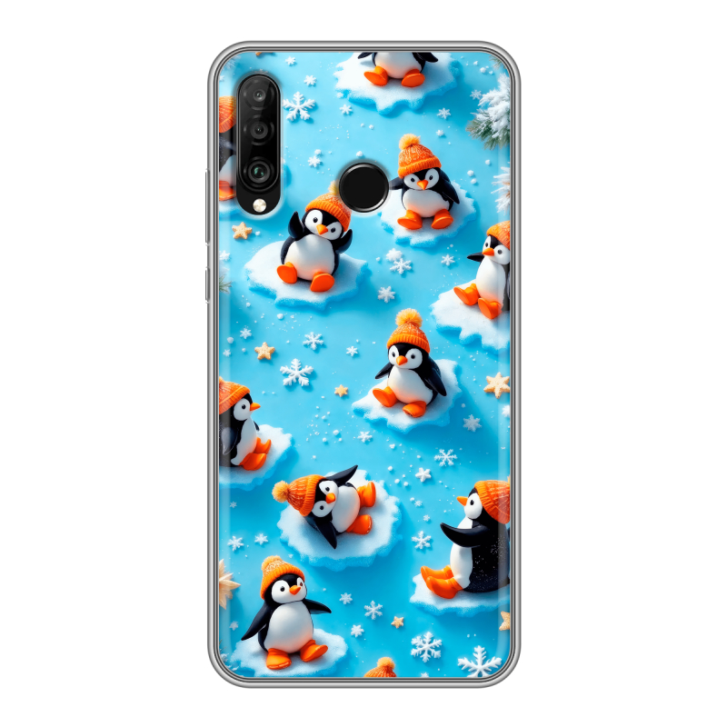 Силиконовый чехол на Huawei P30 Lite с принтом Новый год Силиконовый чехол на Huawei P30 Lite с принтом Новый год
