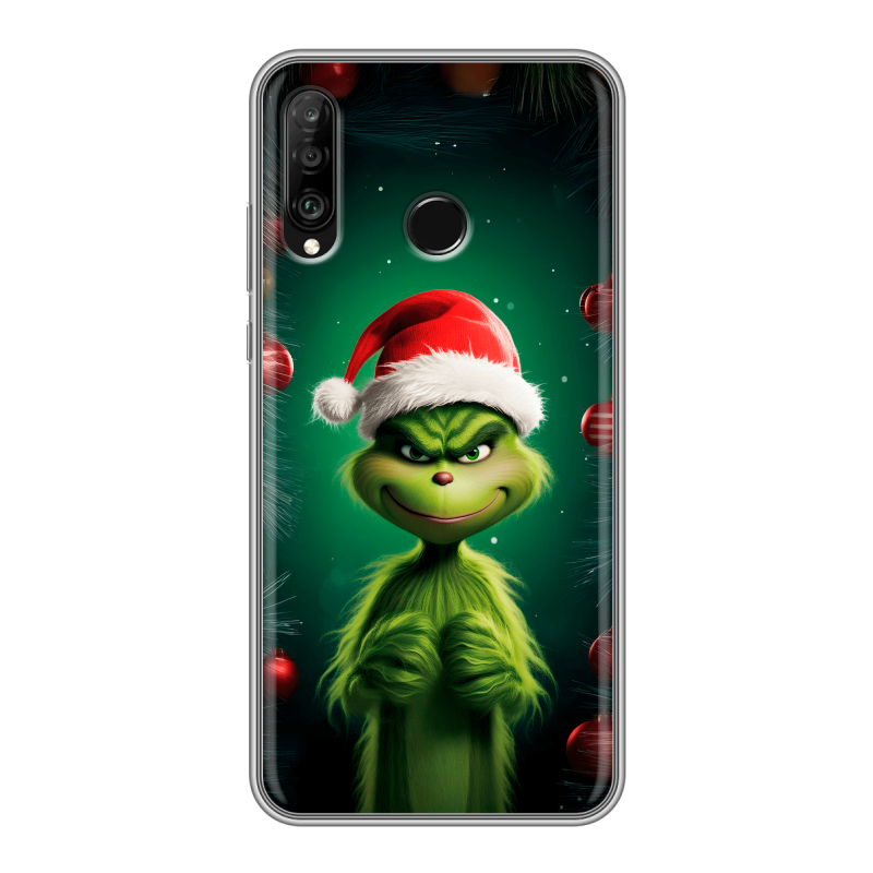 Силиконовый чехол на Huawei P30 Lite с принтом Гринч Новый год Рождество Силиконовый чехол на Huawei P30 Lite с принтом Гринч Новый год Рождество