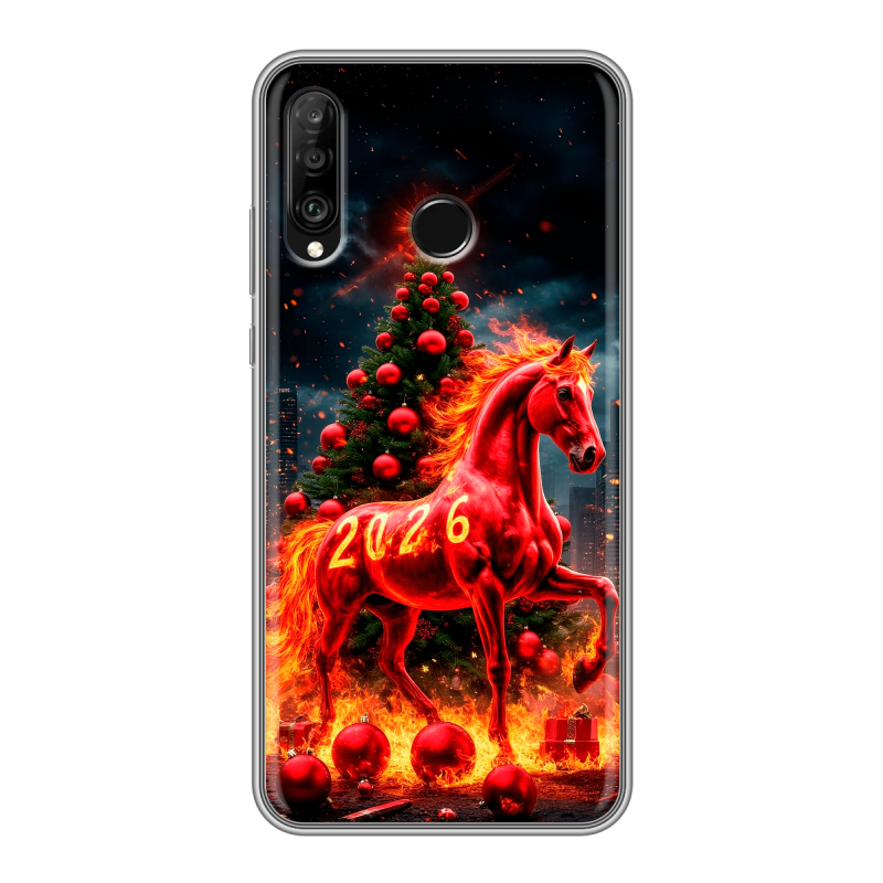Силиконовый чехол на Huawei P30 Lite с принтом Новый год Силиконовый чехол на Huawei P30 Lite с принтом Новый год