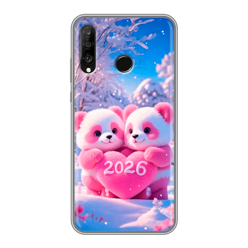 Силиконовый чехол на Huawei P30 Lite с принтом Новый год Силиконовый чехол на Huawei P30 Lite с принтом Новый год